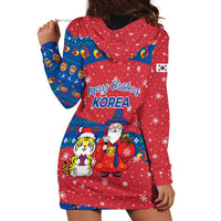 Korea Christmas Hoodie Dress with Santa in Hanbok Tiger Character and Traditional Mask Pattern Design - Wonder Print Shop
