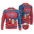 Korea Christmas Ugly Christmas Sweater with Santa in Hanbok Tiger Character and Traditional Mask Pattern Design - Wonder Print Shop