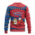 Korea Christmas Ugly Christmas Sweater with Santa in Hanbok Tiger Character and Traditional Mask Pattern Design - Wonder Print Shop