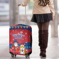 Korea Christmas Luggage Cover with Santa in Hanbok Tiger Character and Traditional Mask Pattern Design - Wonder Print Shop