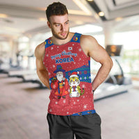 Korea Christmas Men Tank Top with Santa in Hanbok Tiger Character and Traditional Mask Pattern Design - Wonder Print Shop