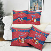 Korea Christmas Pillow Cover with Santa in Hanbok Tiger Character and Traditional Mask Pattern Design - Wonder Print Shop