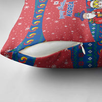 Korea Christmas Pillow Cover with Santa in Hanbok Tiger Character and Traditional Mask Pattern Design - Wonder Print Shop