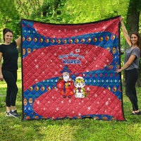 Korea Christmas Quilt with Santa in Hanbok Tiger Character and Traditional Mask Pattern Design - Wonder Print Shop