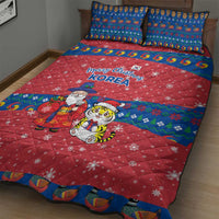 Korea Christmas Quilt Bed Set with Santa in Hanbok Tiger Character and Traditional Mask Pattern Design - Wonder Print Shop