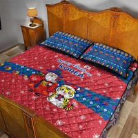 Korea Christmas Quilt Bed Set with Santa in Hanbok Tiger Character and Traditional Mask Pattern Design - Wonder Print Shop