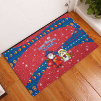 Korea Christmas Rubber Doormat with Santa in Hanbok Tiger Character and Traditional Mask Pattern Design - Wonder Print Shop