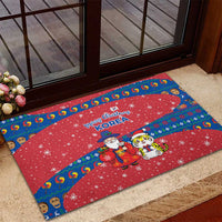 Korea Christmas Rubber Doormat with Santa in Hanbok Tiger Character and Traditional Mask Pattern Design - Wonder Print Shop