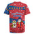 Korea Christmas Rugby Jersey with Santa in Hanbok Tiger Character and Traditional Mask Pattern Design - Wonder Print Shop