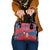 Korea Christmas Shoulder Handbag with Santa in Hanbok Tiger Character and Traditional Mask Pattern Design - Wonder Print Shop