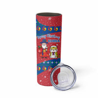 Korea Christmas Skinny Tumbler with Santa in Hanbok Tiger Character and Traditional Mask Pattern Design - Wonder Print Shop