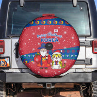 Korea Christmas Spare Tire Cover with Santa in Hanbok Tiger Character and Traditional Mask Pattern Design - Wonder Print Shop