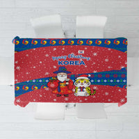 Korea Christmas Tablecloth with Santa in Hanbok Tiger Character and Traditional Mask Pattern Design - Wonder Print Shop