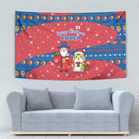 Korea Christmas Tapestry with Santa in Hanbok Tiger Character and Traditional Mask Pattern Design - Wonder Print Shop