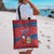 Korea Christmas Tote Bag with Santa in Hanbok Tiger Character and Traditional Mask Pattern Design - Wonder Print Shop