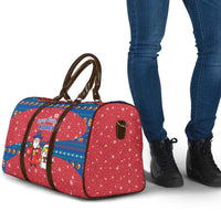 Korea Christmas Travel Bag with Santa in Hanbok Tiger Character and Traditional Mask Pattern Design - Wonder Print Shop