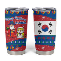 Korea Christmas Tumbler Cup with Santa in Hanbok Tiger Character and Traditional Mask Pattern Design - Wonder Print Shop