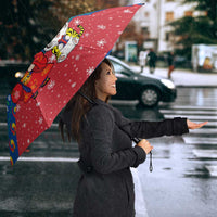 Korea Christmas Umbrella with Santa in Hanbok Tiger Character and Traditional Mask Pattern Design - Wonder Print Shop