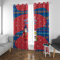 Korea Christmas Window Curtain with Santa in Hanbok Tiger Character and Traditional Mask Pattern Design - Wonder Print Shop