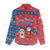Korea Christmas Women Casual Shirt with Santa in Hanbok Tiger Character and Traditional Mask Pattern Design - Wonder Print Shop