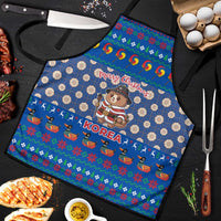 Korea Christmas Apron with Bear in Hanbok National Emblem and Traditional Boat Pattern Design - Wonder Print Shop