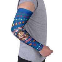 Korea Christmas Arm Sleeves with Bear in Hanbok National Emblem and Traditional Boat Pattern Design - Wonder Print Shop