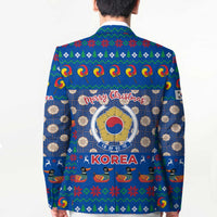 Korea Christmas Blazer with Bear in Hanbok National Emblem and Traditional Boat Pattern Design - Wonder Print Shop