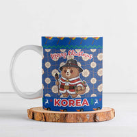 Korea Christmas Ceramic Mug with Bear in Hanbok National Emblem and Traditional Boat Pattern Design - Wonder Print Shop
