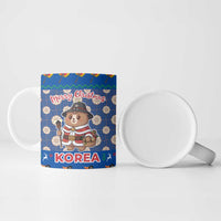 Korea Christmas Ceramic Mug with Bear in Hanbok National Emblem and Traditional Boat Pattern Design - Wonder Print Shop