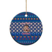 Korea Christmas Ceramic Ornament with Bear in Hanbok National Emblem and Traditional Boat Pattern Design - Wonder Print Shop