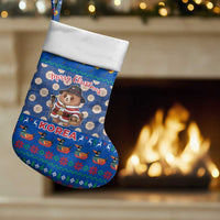Korea Christmas Stocking with Bear in Hanbok National Emblem and Traditional Boat Pattern Design - Wonder Print Shop