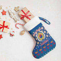 Korea Christmas Stocking with Bear in Hanbok National Emblem and Traditional Boat Pattern Design - Wonder Print Shop