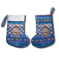 Korea Christmas Stocking with Bear in Hanbok National Emblem and Traditional Boat Pattern Design - Wonder Print Shop