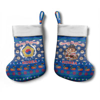 Korea Christmas Stocking with Bear in Hanbok National Emblem and Traditional Boat Pattern Design - Wonder Print Shop