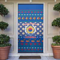 Korea Christmas Door Cover with Bear in Hanbok National Emblem and Traditional Boat Pattern Design - Wonder Print Shop