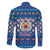 Korea Christmas Family Matching Long Sleeve Bodycon Dress and Hawaiian Shirt with Bear in Hanbok National Emblem and Traditional Boat Pattern Design - Wonder Print Shop