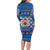 Korea Christmas Family Matching Long Sleeve Bodycon Dress and Hawaiian Shirt with Bear in Hanbok National Emblem and Traditional Boat Pattern Design - Wonder Print Shop