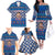Korea Christmas Family Matching Off The Shoulder Long Sleeve Dress and Hawaiian Shirt with Bear in Hanbok National Emblem and Traditional Boat Pattern Design - Wonder Print Shop
