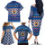 Korea Christmas Family Matching Off The Shoulder Long Sleeve Dress and Hawaiian Shirt with Bear in Hanbok National Emblem and Traditional Boat Pattern Design - Wonder Print Shop