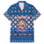 Korea Christmas Family Matching Off The Shoulder Long Sleeve Dress and Hawaiian Shirt with Bear in Hanbok National Emblem and Traditional Boat Pattern Design - Wonder Print Shop