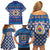 Korea Christmas Family Matching Off Shoulder Short Dress and Hawaiian Shirt with Bear in Hanbok National Emblem and Traditional Boat Pattern Design - Wonder Print Shop
