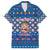 Korea Christmas Family Matching Off Shoulder Short Dress and Hawaiian Shirt with Bear in Hanbok National Emblem and Traditional Boat Pattern Design - Wonder Print Shop