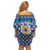 Korea Christmas Family Matching Off Shoulder Short Dress and Hawaiian Shirt with Bear in Hanbok National Emblem and Traditional Boat Pattern Design - Wonder Print Shop