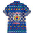 Korea Christmas Family Matching Short Sleeve Bodycon Dress and Hawaiian Shirt with Bear in Hanbok National Emblem and Traditional Boat Pattern Design - Wonder Print Shop