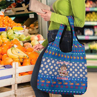 Korea Christmas Grocery Bag with Bear in Hanbok National Emblem and Traditional Boat Pattern Design - Wonder Print Shop