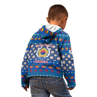 Korea Christmas Kid Hoodie with Bear in Hanbok National Emblem and Traditional Boat Pattern Design - Wonder Print Shop