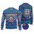 Korea Christmas Ugly Christmas Sweater with Bear in Hanbok National Emblem and Traditional Boat Pattern Design - Wonder Print Shop