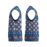 Korea Christmas Knitted V-Neck Vest with Bear in Hanbok National Emblem and Traditional Boat Pattern Design - Wonder Print Shop