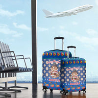 Korea Christmas Luggage Cover with Bear in Hanbok National Emblem and Traditional Boat Pattern Design - Wonder Print Shop