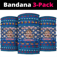 Korea Christmas Neck Gaiter with Bear in Hanbok National Emblem and Traditional Boat Pattern Design - Wonder Print Shop
